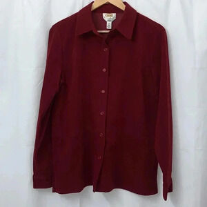 Women’s Talbots Stretch Long Sleeve Button Up Blouse Size Medium Burgundy EUC